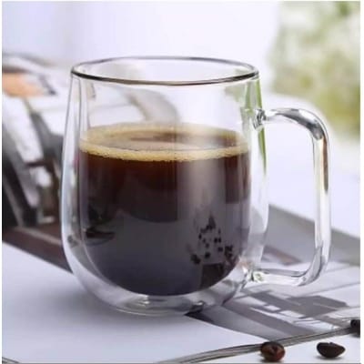 Picture of 1 pcs large size Double Glass Nescave Mug - Double Tier Mug for Nescave and Various Beverages-White