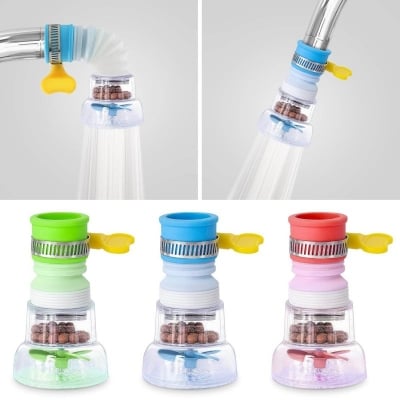 Picture of Water Filter Faucet Bathroom Sink - 3Pcs Water Filter for Sink Bathroom Faucet Extender Kitchen Sink Water Filter - 360° Adjustable Shower Head Filter Shower Faucet Handle for Kitchen Accessories-Multicolor