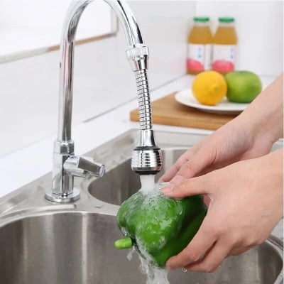 Picture of Kitchen Tap Shower Sprinkler Faucet for Sink – Water Tap Extender, Flexible Extension Hose for Rinsing Dishes, Filling Pots, Water Saving Adjustable Nozzle – 1pcs Convenient Sprayer Head-silver