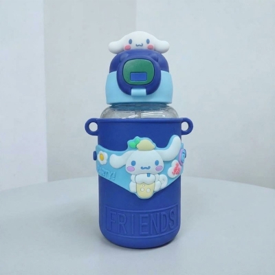 Picture of 550ML Kids Cartoon Thermos Cup, Double Drinking Straw, 316 Stainless Steel, Anti-Fall, Food-Grade Plastic, Portable, Lightweight, Perfect for Male and Female Students, School, Travel, Outdoor Fun, Gym, Picnic, Sports, and Daily Hydration-blue