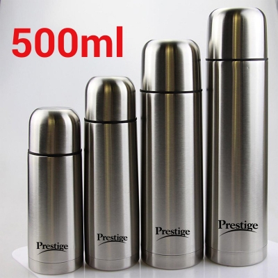 Picture of 1 pcs Prestige Thermopro Flask - 500ml Stainless Steel Insulated Bottle, Keeps Beverages Hot or Cold, Sleek Silver Design-Silver