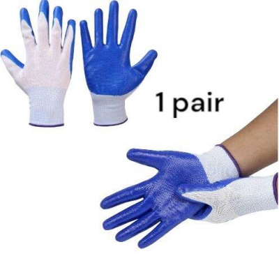 Picture of 1 pairs of labor protection gloves nylon nitrile gloves non-slip dipped rubber gloves protective gloves-Multicolor