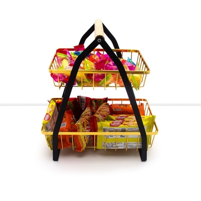 Picture of 1 pcs 2-Tier Countertop Fruit Basket Storage, Vegetable Rack Bread Display Stand for Kitchen-Multicolor