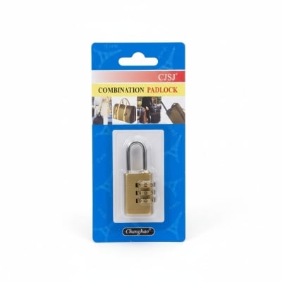 Picture of CJSJ 3-Digit Combination Padlock for Luggage and Travel Security: Resettable Brass-Tone Metal Lock for Gym Lockers, Suitcases, Toolboxes, and Cabinets – Durable, Keyless, and Easy-to-Use (31 words)-Gold