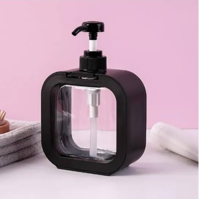 Picture of 300 ml Square Plastic Refillable Liquid Soap Dispense black colour-Black