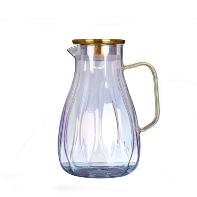 Picture of Premium Glass Water Pitcher with Stainless Steel Lid and Spout, Heat Resistant 2-Litre Modern Kettle Carafe for Hot and Cold Beverages, Dishwasher Safe Round BPA-Free Design with Anti-Corrosion Material and Strong Handle-multicolor