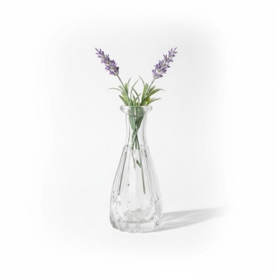 Picture of Elegant Clear Glass Bud Vase Vintage Style Small Flower Bottle with Embossed Diamond Pattern for Wedding Centerpieces Tabletop Home Decor Modern Minimalist Hydroponic Floral Arrangement Single Stem Decorative Glassware 3.5 Inch Tall-Multicolor