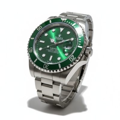 Picture of Professional Green Bezel Luxury Mens Dive Watch with Matching Sunburst Emerald Dial Featuring Premium Grade Stainless Steel Oyster Bracelet for Elite Watch Collectors and High End Professional Diving Enthusiasts Globally.-Silver