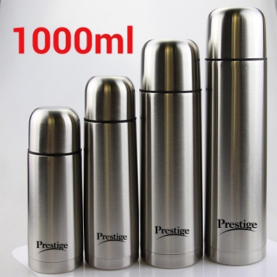 Picture of 1 pcs Prestige Thermopro Flask - 1000ml Stainless Steel Insulated Bottle, Sleek Silver Design, Keeps Drinks Hot or Cold for Hours-Silver