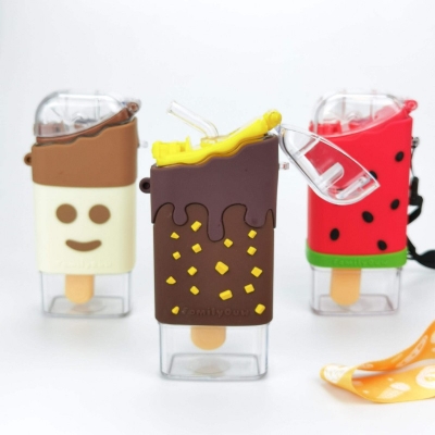Picture of Factory Wholesale Summer Watermelon Ice Cream BPA Free Kid Portable Food Grade Children Plastic Water Bottle with Lid&Straw-Multicolor