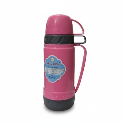 Picture of High Quality 1L Plastic Body Vacuum Flask with Glass Refill Inner Insulation Available in Multiple Colors for Superior Heat Retention Perfect for Storing Tea Coffee and Hot Water at Home Daily.-Multicolor