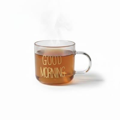 Picture of Premium Borosilicate Good Morning Glass Mug for Coffee, Tea, and Milk, Heat Resistant Fireproof Transparent Drinkware, Eco-Friendly Glass Cup with Handle, Ideal Gift for Home, Office, and Daily Breakfast.-Multicolor