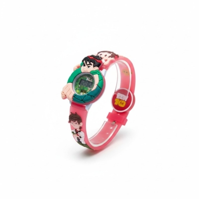 Picture of Ben 10 Kids Digital Watch featuring a unique rotating spinner design with colorful lighting and musical effects, perfect as a fun and functional toy-like wristwatch for boys and girls aged 4-12.-Red