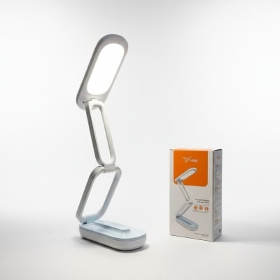 Picture of Yage YG-T125 Rechargeable LED Desk Lamp with 1200mAh Battery, 3 Brightness Levels, Eye-Caring Flicker-Free Technology, Foldable 3-Layer Design, USB Charging, Portable Table Light for Students, Home Office, Reading and Study Purposes.-White