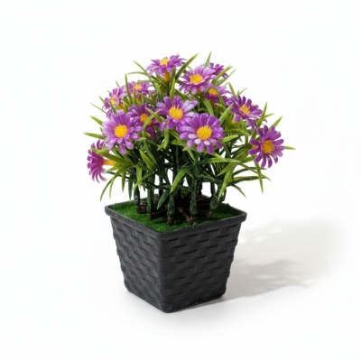Picture of Realistic Artificial Purple Daisy Potted Plant for Home Decor, Office Table, and Indoor Aesthetic Room Decoration-Multicolor