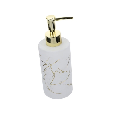 Picture of Glass Soap Dispenser Pump Bottle Press Design Refillable Lotion and Shampoo Container for Bathroom and Kitchen Marble Pattern Hand Soap Dispenser Easy to Fill and Operate 320 ml white-White
