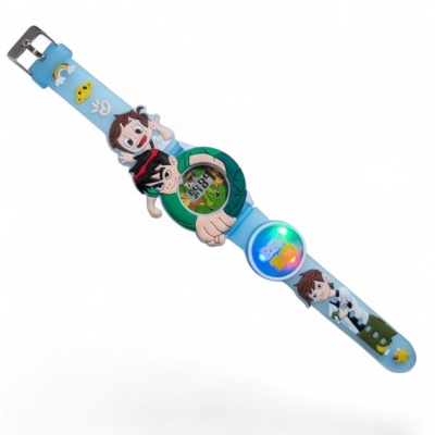 Picture of Kids Ben 10 Digital Wrist Watch with 3D Cartoon Character Strap Multicolor LED Flashing Lights and Music Rotating Spinner Dial Design Perfect Birthday Gift for Boys and Girls Ages 3-10.-Multicolor