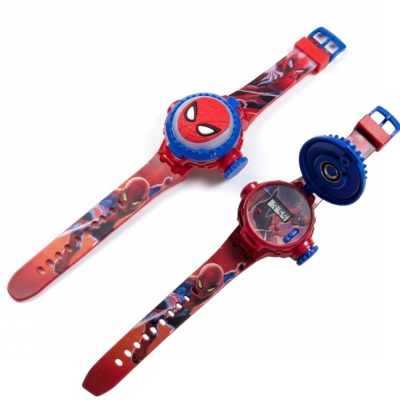 Picture of Marvel Spiderman Kids Digital Watch for Boys and Girls with Flip Cover and Flash Light Effect Feature Stylish Red Silicone Strap Childrens Cartoon Character Toy Wristwatch Perfect for Birthday Gifts.-Red