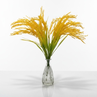 Picture of Premium Artificial Golden Rice Ears Wheat Bouquet For Home Office Decor Photography Props And Wedding Venue Scenery-Yellow