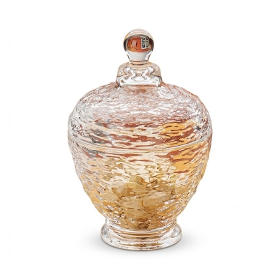 Picture of 1 pcs Crystal Glass Candy jar Bowl with Lid Glass Decorative Crystal Diamond Faceted Candy Bowl Jar Serving Candy Fruit Dry Fruits Snacks Pickle Dessert Gift ice design-Multicolor