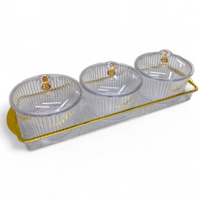 Picture of Multifunctional Dessert, Nut, and Candy Dish Set on Serving Platter round shape-Multicolor