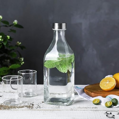 Picture of Buxton 1000ML Clear Plain Glass Bottle – A Reusable and Durable Container for Water, Milk, and Juices, Perfect for Everyday Use.-Multicolor