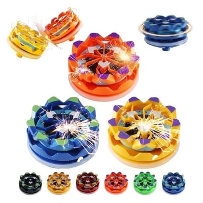 Picture of Fireworks Fingertip Gyro,Handheld Fireworks Gyroscope,Collision Sparks Light Up Spinning Top Toy,Creative Gyroscope Toy for Kids,Fidget Spinners for Adults, Cool Flashing Spinning toy random colour-Multicolor