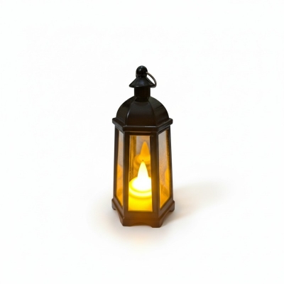 Picture of Retro Style Decorative LED Candle Lantern battery operated flameless flickering light for home indoor outdoor garden patio hanging lamp vintage antique design amber glow flicker safe for kids pets party decor.-Multicolor