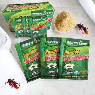 Picture of Green-Leaf-Cockroach-Killleer-Powder | 3-Pack Roach Bait | Powerful Pest Control | Effective insec for Home & Kitchen | 5g Per Bag | Kills Cockroaches Fast | Covers 150-200 sqm | Easy Application-Green