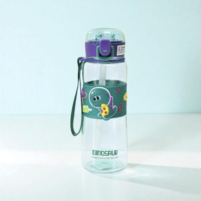 Picture of Kids Straw Water Cup 600ml Summer Cartoon Cute Student Bottle Plastic Leakproof BPA Free Household Drinkware Portable for Boys Girls School Office Outdoor Travel-Multicolor