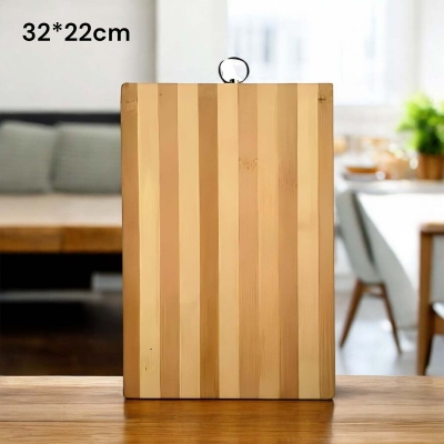Picture of "Bamboo Cutting Board - 32x22x1.8cm Rectangle, Strong and Durable, Ideal for Kitchen Needs, Includes Hook for Simple Storage, Brown Color"-Brown