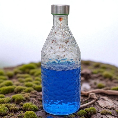Picture of Buxton 1000ML Clear Hammered Glass Bottle for Water & Milk – Reusable, Durable, Elegant Design for Daily Hydration, Home & Office Use.-Multicolor