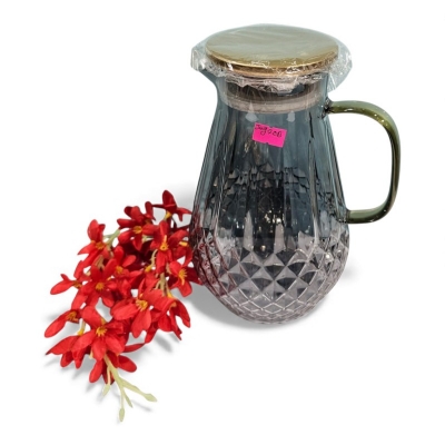 Picture of Direct Fire Ready Borosilicate Glass Teapot with Rustic Steel Lid, Thick Glass Jug-Black-golden