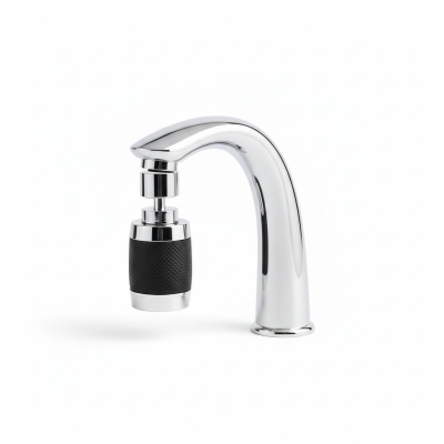 Picture of Professional Salon Hairdresser Basin Tap with Pull Out Spray Head and Black Textured Non-Slip Grip Chrome Finish High Arc Spout Replacement Faucet for Beauty Parlor Backwash Units and Hair Washing Stations.-Multicolor