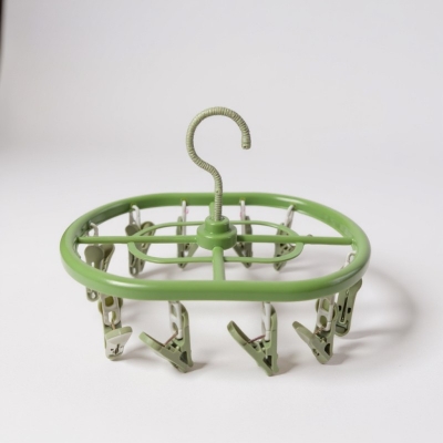 Picture of Multifunctional Plastic Sock Drying Rack Hanger with Multiple Peg Clips | Foldable Windproof Swivel Hook Laundry Airer Organizer for Underwear, Bras, Baby Clothes, Small Items, Towels | Space-Saving Drip Hanger-Multicolor