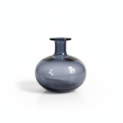 Picture of Premium Handcrafted Smoky Blue Round Glass Bud Vase: Modern Minimalist Recycled Glass Flower Vase for Elegant Home Tabletop Decor, Living Room Accents, and Sophisticated Office Interior Styling to Enhance Your Space's Aesthetic-Multicolor