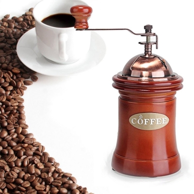 Picture of 1pcs Coffee Grinder Manual, Wooden Coffee Mill with Ceramic Burr, Large Capacity, Cast Iron Hand Crank, Portable Adjustable Grinder-Multicolor