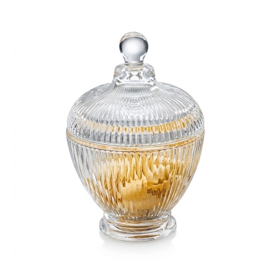 Picture of 1 pcs Crystal Glass Candy jar Bowl with Lid Glass Decorative Crystal Diamond Faceted Candy Bowl Jar Serving Candy Fruit Dry Fruits Snacks Pickle Dessert Gift line design-Multicolor
