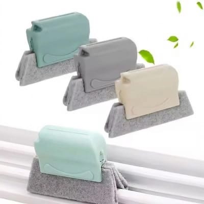 Picture of Multipurpose Window Track Cleaning Brush Handheld Groove Gap Cleaner Tool for Sliding Door Rails Shutter Blinds Air Conditioner Vents High Efficiency Scrubbing Pad Sponge Removable Washable Reusable Durable Home Kitchen Deep Cleaning-Multicolor