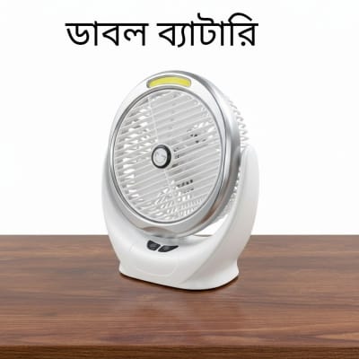Picture of Portable Rechargeable Desktop Fan with Dual Battery and Integrated COB LED Light High-Speed Personal Cooling Fan for Home Office and Travel Use During Load Shedding in Bangladesh with USB Type-C Charging.-Multicolor