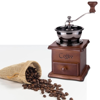 Picture of 1pcs Manual Coffee Bean Spice Nuts Grinder Hand Mill Ceramic Core Antique Style-Multicolor