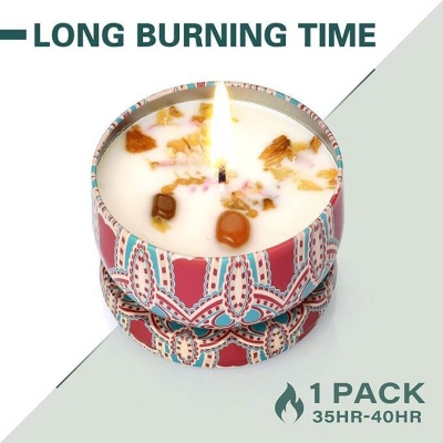 Picture of Scented Candle 1pc Lavender, Rose, Jasmine, Mon Paris Gift Item Natural Soy Wax Home Decoration scented candles with flowers Tin Can Fragrance-Multicolor