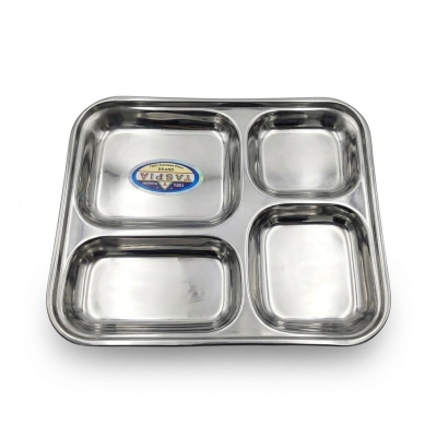 Picture of TASPIA Bhai Bhai Metal Stainless Steel Compartment Plate-Silver