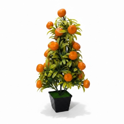 Picture of Realistic Artificial Orange Fruit Bonsai Tree in Black Pot for Home Office Indoor Tabletop Decoration and Gifting-Orange