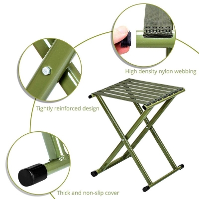 Picture of Heavy Duty 17.8 Inch Folding Camping Stool for Adults Supports 600 lbs Portable Outdoor Slacker Chair with High Density Nylon Webbing Reinforced Steel Frame for Fishing Hiking Gardening and Travel Use.-Multicolor