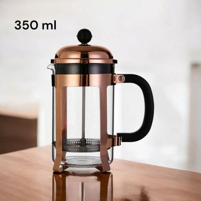 Picture of 350 ml French Press Coffee Maker, Glass Classic Copper Coffee Press, Cold Brew Heat Resistant Thickened Borosilicate Coffee Pot-Multicolor