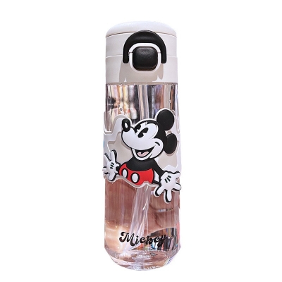 Picture of 600ml Kuromi Logo Water Bottle Spiderman Mickey Mouse Kids Kettle | Leak Proof Plastic Drinkware | Hot Cold Beverages Safe | Food Grade Material | Cartoon Children’s Drinking Cup with Handle | 1pcs-Multicolor