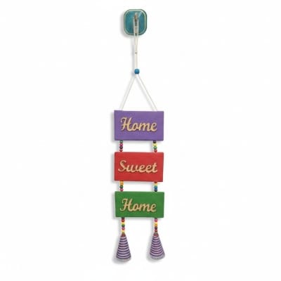 Picture of Handicraft jute material Home Sweet Home wall hanging for living room decoration to make your house look colorful and beautiful with premium quality handmade home decor item for every modern interior.-Multicolor