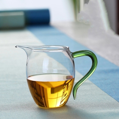 Picture of 1pcs Glass Tea Pitcher, Chinese Tea Set Accessory, Chahai, Teacup, Latte Art, Coffee Milk Frothing Cup, Clear, Friendly to Beginners 400 ml-Multicolor