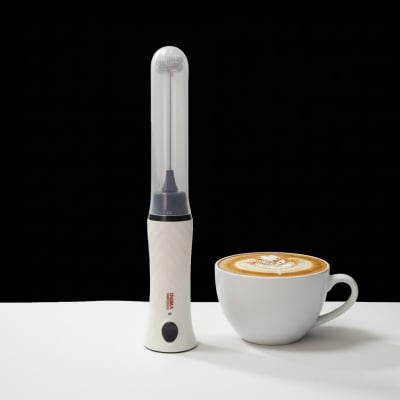 Picture of Inima Rechargeable Electric Milk Frother and Handheld Coffee Mixer for rich foam in lattes and cappuccinos with a powerful motor, ergonomic design, stainless steel whisk, and protective storage cover for daily use.-Multicolor